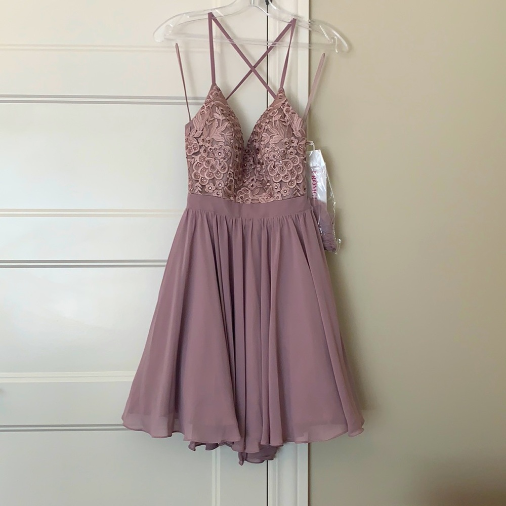 Formal dress, mauve, PromGirl, xs, open back